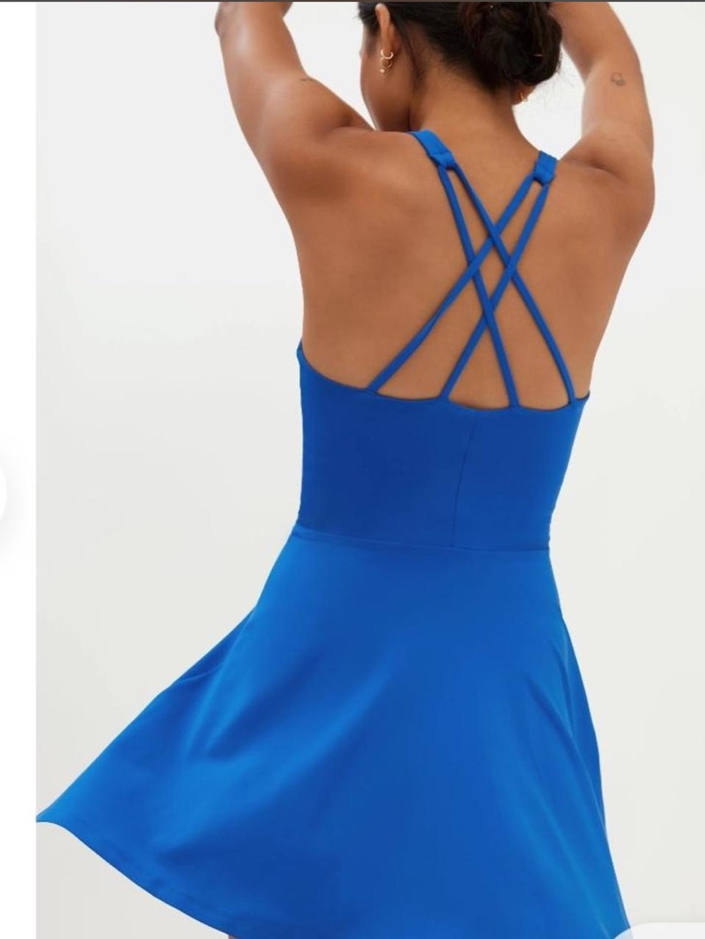 girlfriend collective ultramarine blue Riley Sweetheart skater dress - Picture 2 of 7